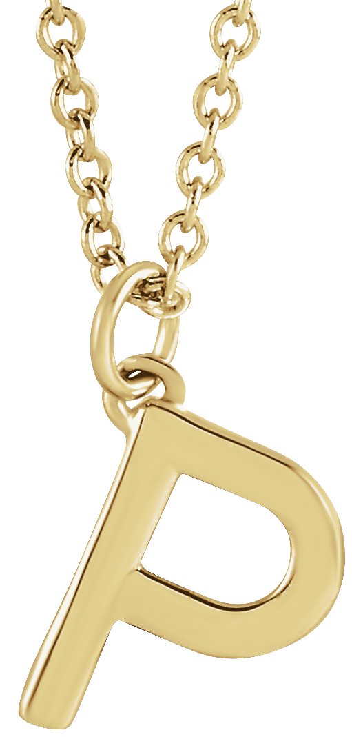14K Gold Initial P Necklace – 9.2x7.1mm - Yellow Gold