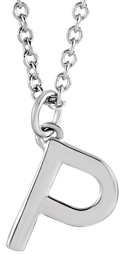 14K Gold Initial P Necklace – 9.2x7.1mm - White Gold