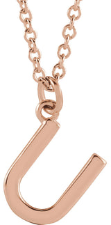 14K Gold Initial U Necklace – 9.2x7.3mm - Rose Gold