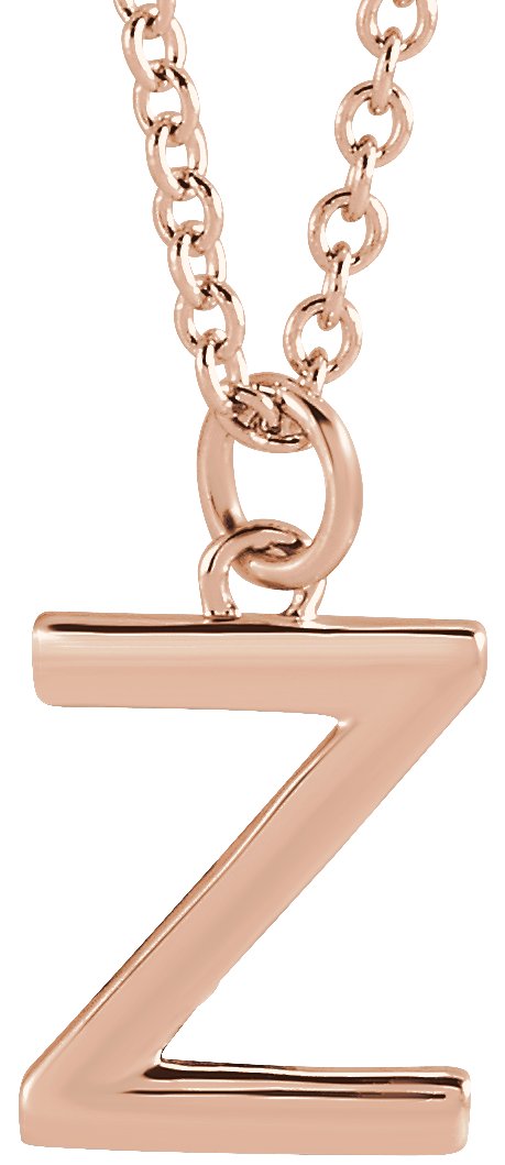 14K Gold Initial Z Necklace – 9.5x6.7mm - Rose Gold
