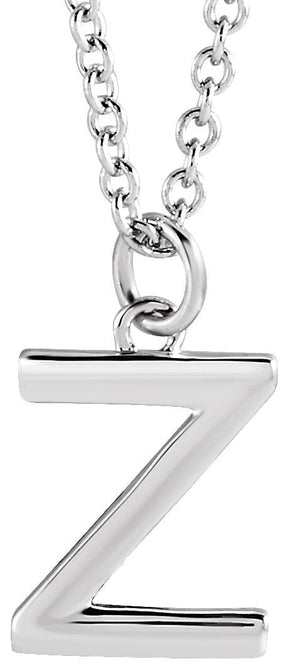 14K Gold Initial Z Necklace – 9.5x6.7mm - White Gold