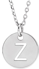 14K Gold Initial Z Necklace or Pendant - White Gold