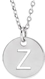 14K Gold Initial Z Necklace or Pendant - White Gold