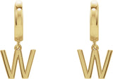 18K Gold Initial W Huggie Earrings - Yellow Gold - view 2