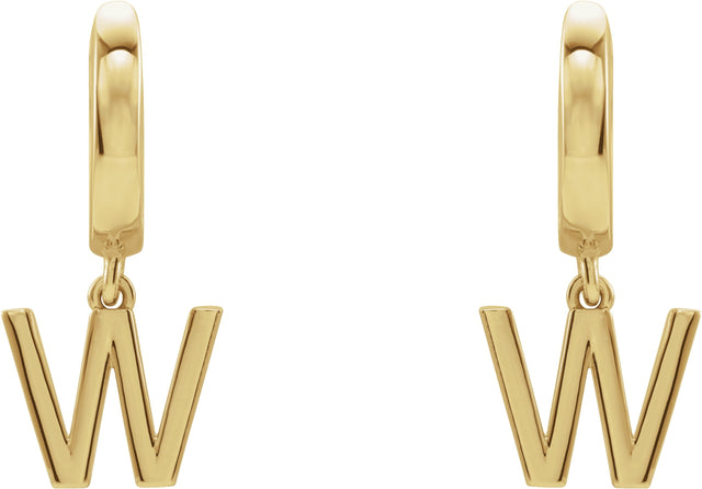 18K Gold Initial W Huggie Earrings - Yellow Gold - view 2