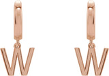 14K Gold Initial W Huggie Earrings - Rose Gold - view 3