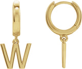 14K Gold Initial W Huggie Earrings - Yellow Gold