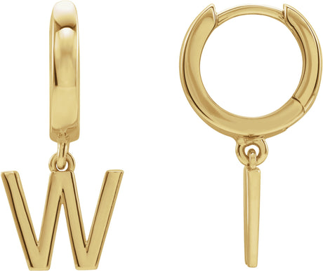 14K Gold Initial W Huggie Earrings - Yellow Gold
