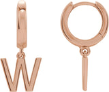 14K Gold Initial W Huggie Earrings - Rose Gold