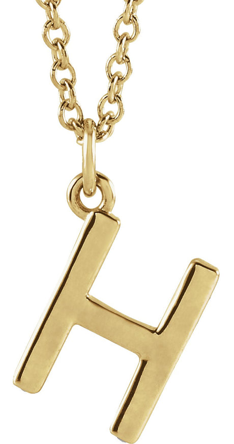 14K Gold Initial H Necklace – 9.2x7.1mm - Yellow Gold