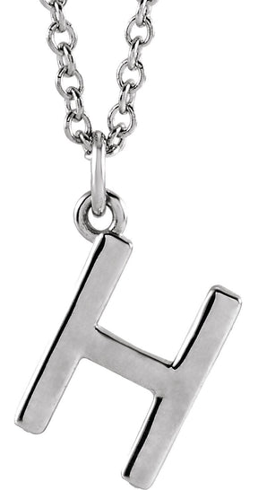 14K Gold Initial H Necklace – 9.2x7.1mm - White Gold