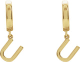 18K Gold Initial U Huggie Earrings - Yellow Gold - view 2