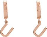 14K Gold Initial U Huggie Earrings - Rose Gold - view 3