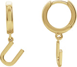 18K Gold Initial U Huggie Earrings - Yellow Gold