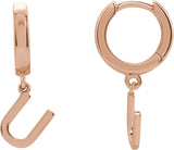 14K Gold Initial U Huggie Earrings - Rose Gold