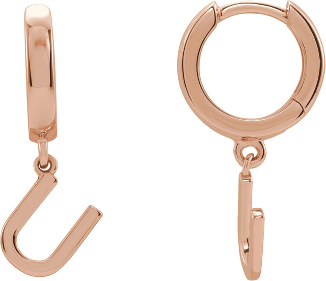 14K Gold Initial U Huggie Earrings - Rose Gold