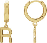 18K Gold Initial R Huggie Earrings - Yellow Gold