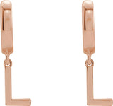 14K Gold Initial L Huggie Earrings - Rose Gold