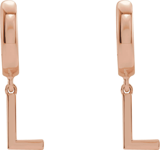 14K Gold Initial L Huggie Earrings - Rose Gold