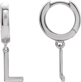 18K Gold Initial L Huggie Earrings - White Gold