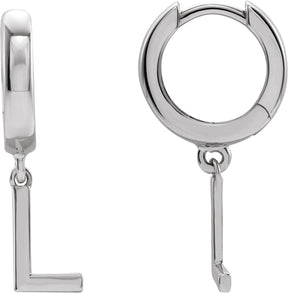 Platinum Initial L Huggie Earrings