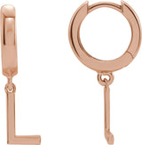 14K Gold Initial L Huggie Earrings - Rose Gold - view 3