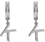 18K Gold Initial K Huggie Earrings - White Gold - view 3