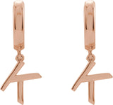14K Gold Initial K Huggie Earrings - Rose Gold - view 3