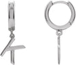 Platinum Initial K Huggie Earrings