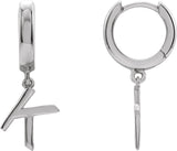14K Gold Initial K Huggie Earrings - White Gold