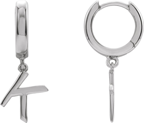 14K Gold Initial K Huggie Earrings - White Gold