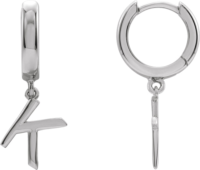 14K Gold Initial K Huggie Earrings - White Gold