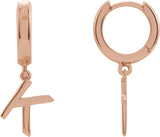 14K Gold Initial K Huggie Earrings - Rose Gold
