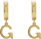 18K Gold Initial G Huggie Earrings - Yellow Gold - view 2
