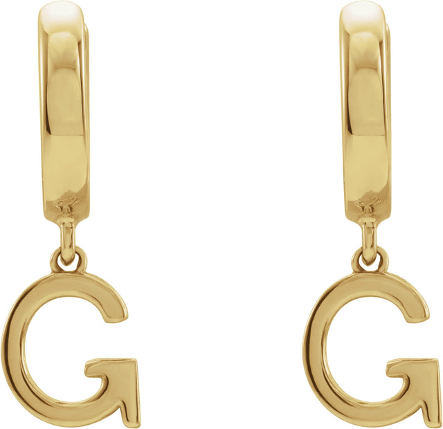 18K Gold Initial G Huggie Earrings - Yellow Gold - view 2