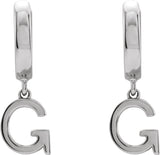 18K Gold Initial G Huggie Earrings - White Gold - view 3