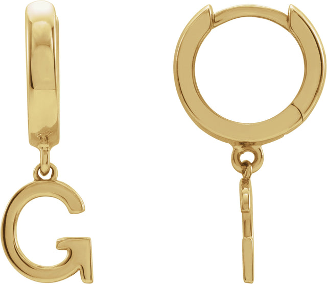 18K Gold Initial G Huggie Earrings - Yellow Gold