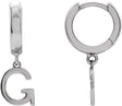 14K Gold Initial G Huggie Earrings - White Gold