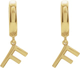 18K Gold Initial F Huggie Earrings - Yellow Gold - view 2