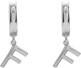 18K Gold Initial F Huggie Earrings - White Gold - view 3