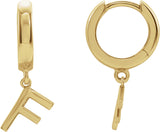14K Gold Initial F Huggie Earrings - Yellow Gold