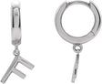 14K Gold Initial F Huggie Earrings - White Gold