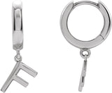 14K Gold Initial F Huggie Earrings - White Gold