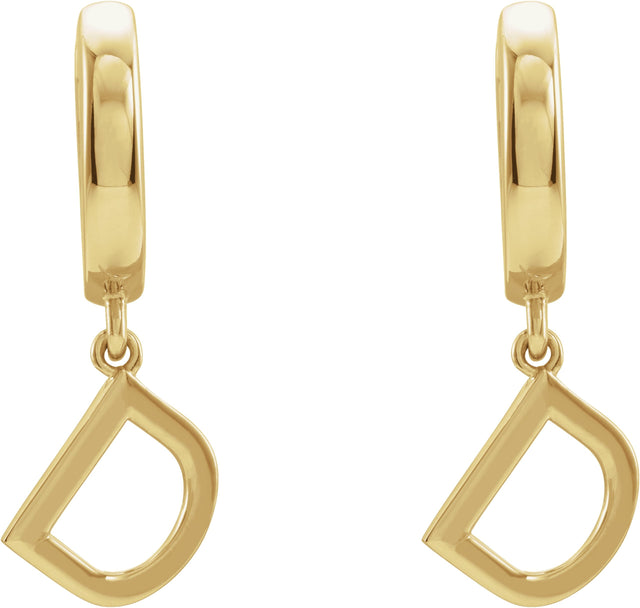 18K Gold Initial D Huggie Earrings - Yellow Gold - view 2