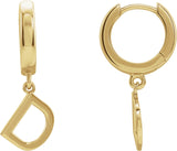 14K Gold Initial D Huggie Earrings - Yellow Gold