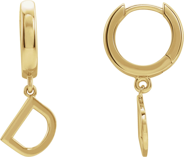 14K Gold Initial D Huggie Earrings - Yellow Gold