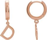 14K Gold Initial D Huggie Earrings - Rose Gold