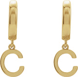 18K Gold Initial C Huggie Earrings - Yellow Gold - view 2
