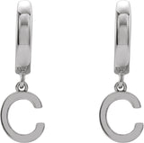 18K Gold Initial C Huggie Earrings - White Gold - view 3