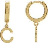 14K Gold Initial C Huggie Earrings - Yellow Gold